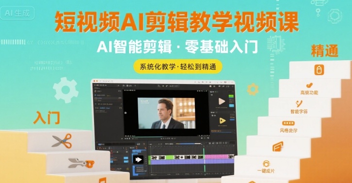 短视频AI剪辑教学视频课，入门到精通-中创项目网
