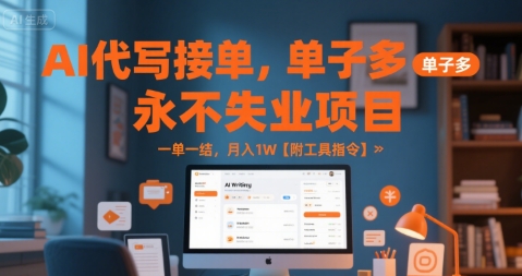 AI代写接单，永不失业项目，单子多，一单一结，月入1W【附工具指令】-中创项目网