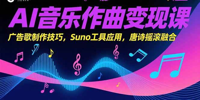 （15370期）AI音乐作曲变现课，广告歌制作技巧，Suno工具应用，唐诗摇滚融合-中创项目网
