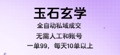 玉石玄学全自动私域成交，一单99每天十单以上，无需人工和矩阵账号，蓝海项目直接干【揭秘】-中创项目网