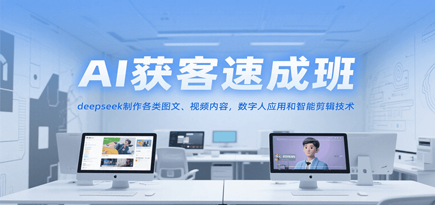 AI获客速成班，deepseek制作各类图文、视频内容，数字人应用和智能剪辑技术-中创项目网