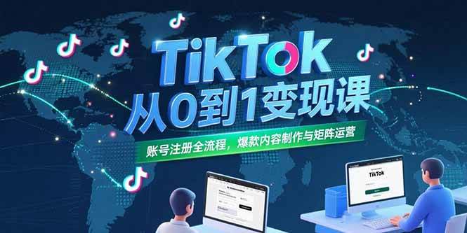 （15346期）TikTok从0到1变现课，账号注册全流程，爆款内容制作与矩阵运营-中创项目网