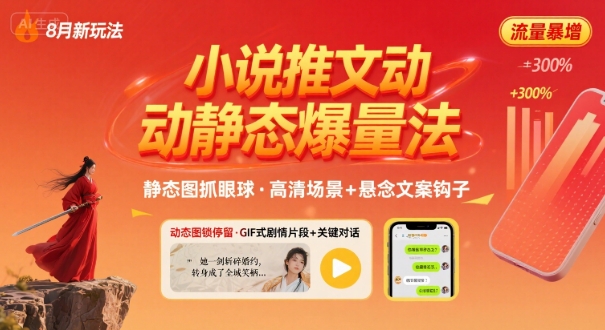 8月小说推文全新玩法，动静态图片+搭配小说文案爆量玩法-中创项目网