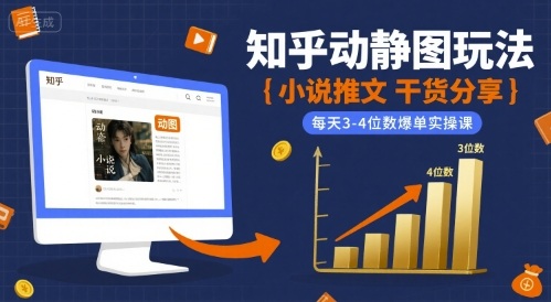 小说推文干货分享之知乎动静图玩法，每天3-4位数爆单实操课-中创项目网