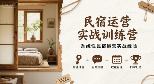 民宿运营实战训练营，系统性民宿运营实战经验-中创项目网