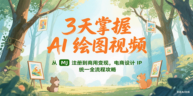 3天掌握AI绘图视频，从MJ 注册到商用变现，电商设计IP统一全流程攻略-中创项目网