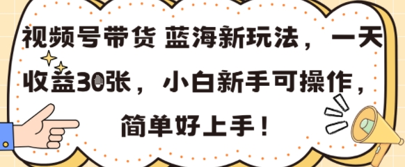 视频号带货蓝海新玩法，一天收益3张，小白新手可操作，简单好上手!-中创项目网