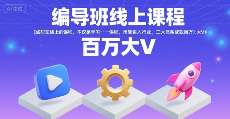 编导班线上课程，不仅是学习一门课程，更是进入一个行业，三大体系成就百万大V-中创项目网