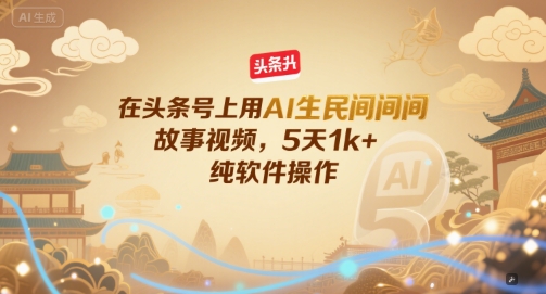 在头条号上用AI生民间故事视频，5天1k+，纯软件操作-中创项目网
