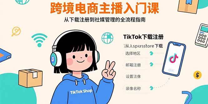 （15708期）跨境电商主播入门课，TikTok下载注册，支付工具配置，社媒账号管理全流程-中创项目网