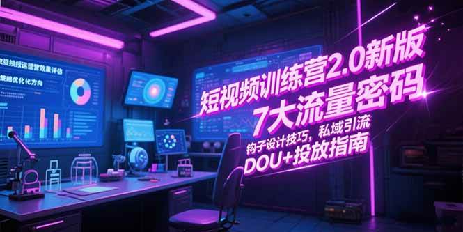 （15255期）短视频训练营2.0新版，7大流量密码/钩子设计技巧/私域引流/DOU+投放指南-中创项目网