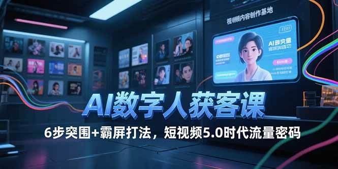 （15247期）AI数字人获客课，6步突围+霸屏打法，短视频5.0时代流量密码-中创项目网