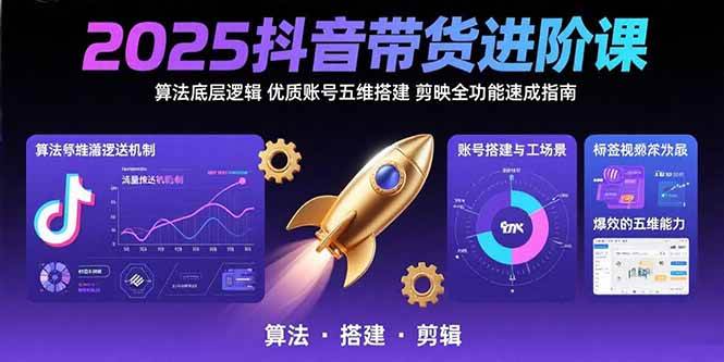 （15571期）2025抖音带货进阶课：算法底层逻辑,优质账号五维搭建,剪映全功能速成指南-中创项目网