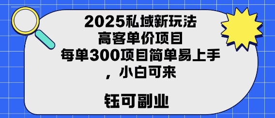 2025私域新玩法高客单价，每单3张操作简单，小白可轻松上手-中创项目网