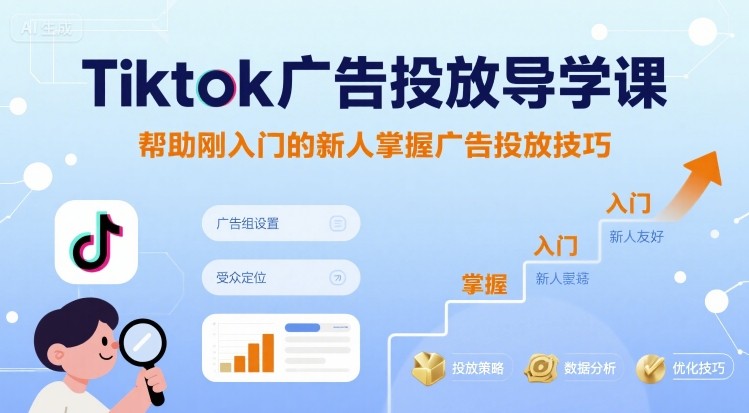 Tiktok广告投放导学课，帮助刚入门的新人掌握广告投放技巧-中创项目网