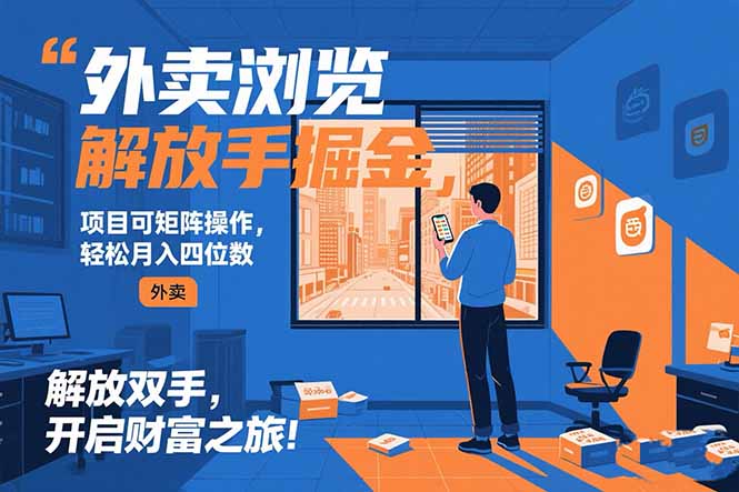 外卖浏览掘金项目 可矩阵操作 轻松日入500+-中创项目网
