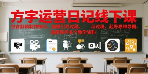 方宇运营日记线下课，包含剪辑制作技巧、拍摄引导过程、起号思维导图、选题等多个教学资料-中创项目网