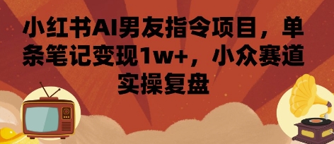 小红书AI男友指令项目，单条笔记变现1w+，小众赛道实操复盘-中创项目网