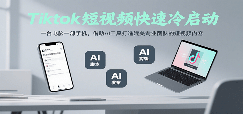 Tiktok短视频快速冷启动，一台电脑一部手机，借助AI工具打造媲美专业团队的短视频内容-中创项目网