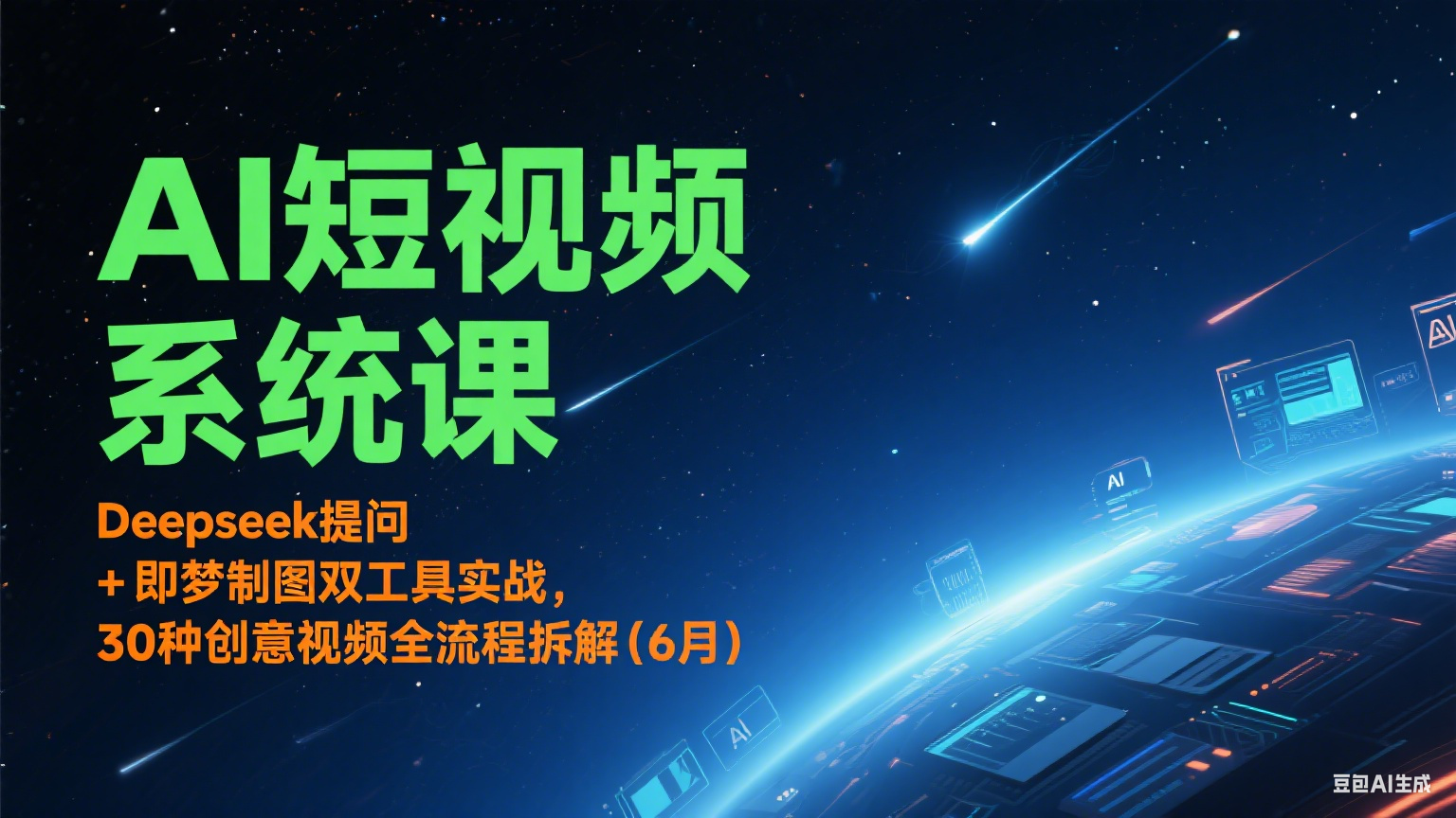 AI短视频系统课：Deepseek提问 + 即梦制图双工具实战，30种创意视频全流程拆解(6月)-中创项目网