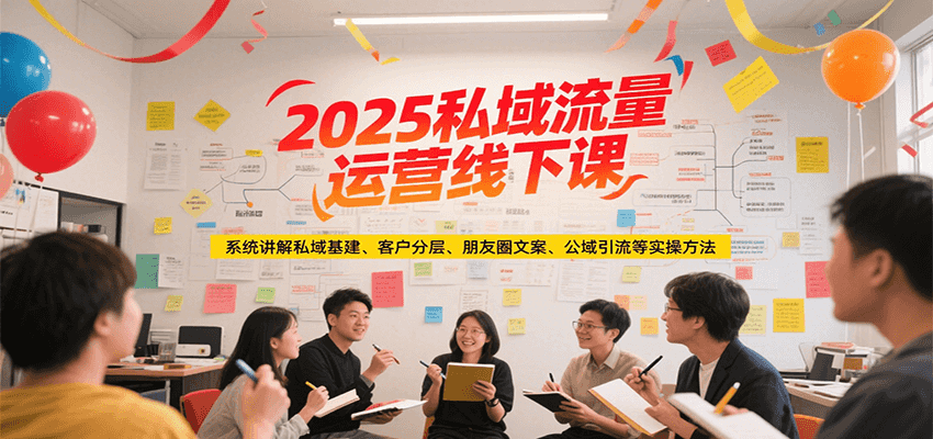 2025私域流量运营线下课，系统讲解私域基建/客户分层/朋友圈文案/公域引流等实操方法-中创项目网