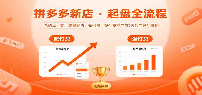拼多多新店起盘全流程，含选品上架、流量玩法，微付费、强付费推广与7天起店盈利策略-中创项目网