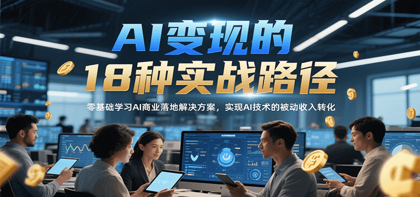 AI变现的18种实战路径，零基础学习AI商业落地解决方案，实现AI技术的被动收入转化-中创项目网