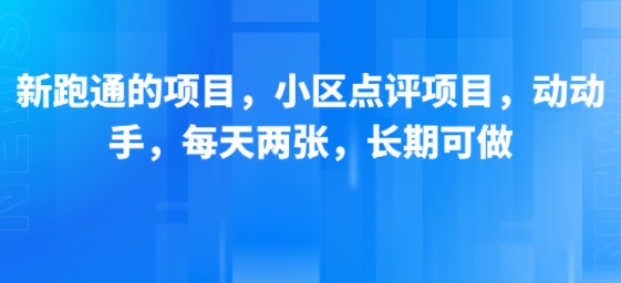 新跑通的项目，小区点评项目，动动手，每天两张，长期可做-中创项目网