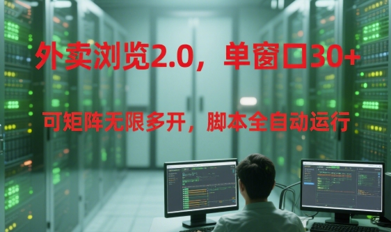 外卖浏览2.0，单窗口30+可矩阵无限多开，脚本全自动运行【揭秘】-中创项目网