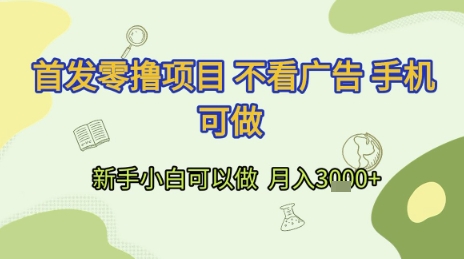 首发零撸项目 不看广告 手机可做 新手小白可以做 月入3k+【揭秘】-中创项目网