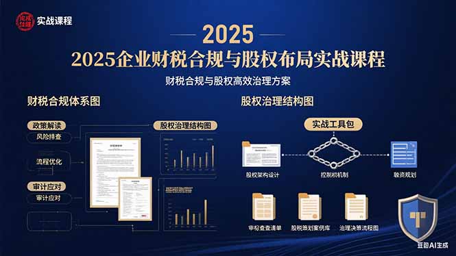 2025企业财税合规与股权布局的实战课程：财税合规与股权高效治理方案-中创项目网