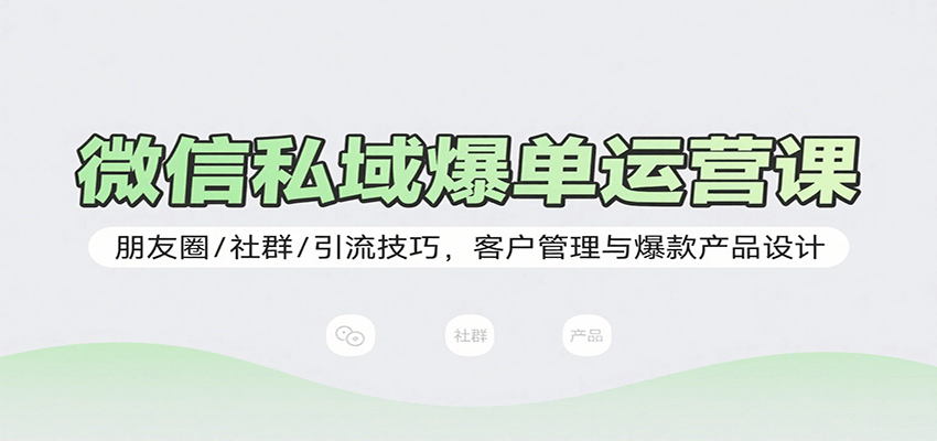 微信私域爆单运营课：朋友圈/社群/引流技巧，客户管理与爆款产品设计-中创项目网