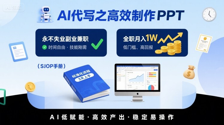 AI代写之高效制作PPT，永不失业副业兼职，全职月入1W【SOP手册】-中创项目网