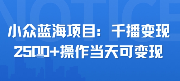 小众蓝海项目，千播变现2.5k+操作当天可变现-中创项目网