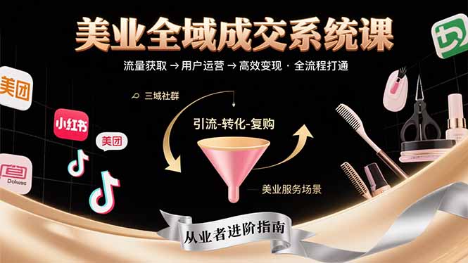 美业全域成交系统课程：帮助美业从业者打通从流量获取到高效变现全流程-中创项目网