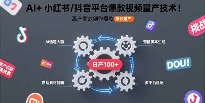 （15624期）AI+小红书/抖音平台爆款视频量产技术：高产高效创作爆款视频！-中创项目网