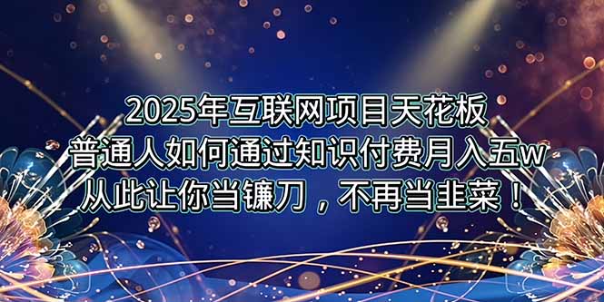 2025年互联网项目天花板，普通人如何通过卖项目实现逆风翻盘，月入5W＋！-中创项目网