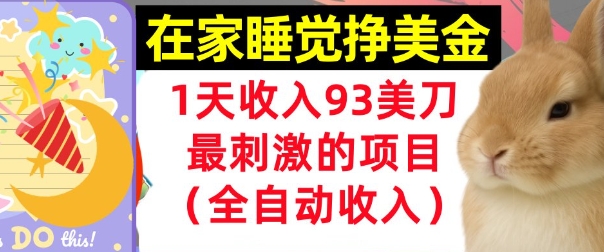 在家挣美金，1天收入93刀，最刺激的项目，0门槛，自动收入(首次公开)-中创项目网
