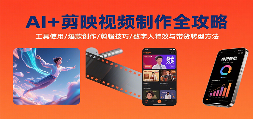 AI+剪映视频制作全攻略：工具使用/爆款创作/剪辑技巧/数字人特效与带货转型方法-中创项目网