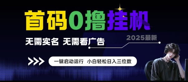 首码0撸挂G项目，无需实名无需看广告 一键启动运行，小白轻松日入三位数【揭秘】-中创项目网