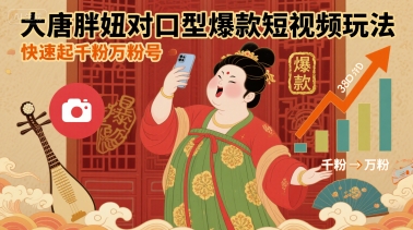 大唐胖妞对口型爆款短视频玩法，快速起千粉万粉号-中创项目网