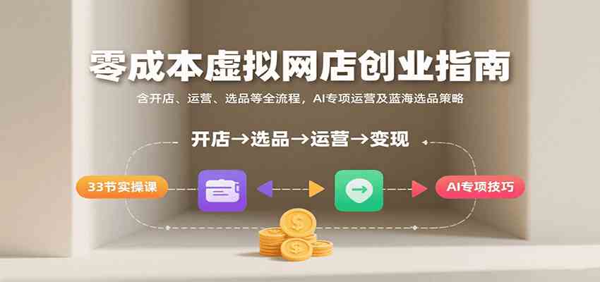 零成本虚拟网店创业指南，含开店、运营、选品等全流程， AI专项运营及蓝海选品策略-中创项目网