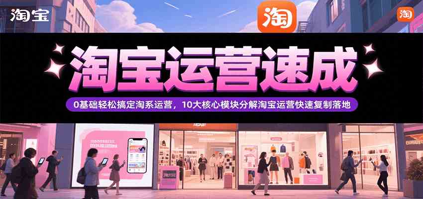 淘宝运营速成，0基础轻松搞定网店运营，10大核心模块分解快速复制落地（更新）-中创项目网