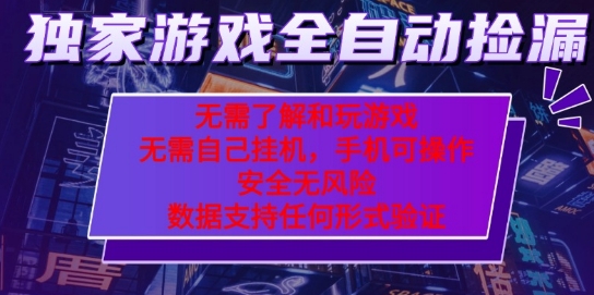 游戏全自动捡漏项目，最新独家玩法，每天操作几十分钟，无任何难度，当天见收益【揭秘】-中创项目网