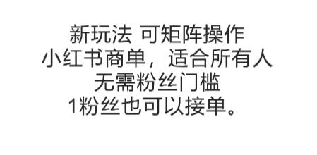 可矩阵操作，小红书商单新玩法，适合所有人，无需粉丝门槛，1粉丝也可以接单-中创项目网