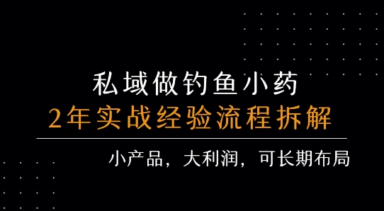 私域做钓鱼小药 每单利润3张+ 详细流程拆解-中创项目网