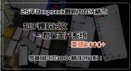 25年Deepseek最新内容洗稿术，知乎爆款长文批量生产系统，零基础日引300+精准创业粉!-中创项目网