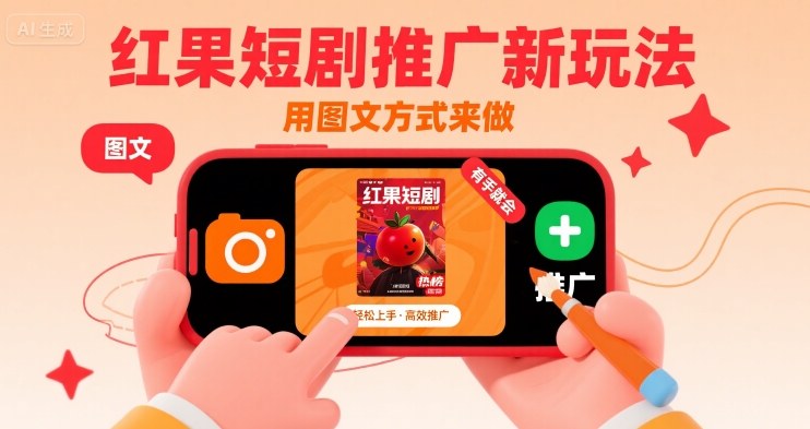 红果短剧推广新玩法，用图文方式来做，有手就会-中创项目网