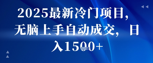 2025最新冷门项目，无脑上手自动成交，日入多张-中创项目网