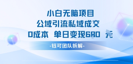 小白无脑项目公域引流私域成交0成本单日变现680米-中创项目网